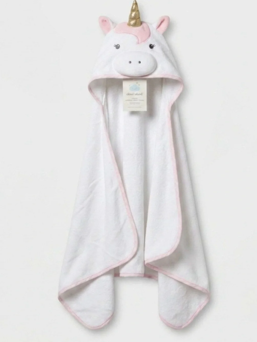 cloud island unicorn  White and Pink Hooded Towel